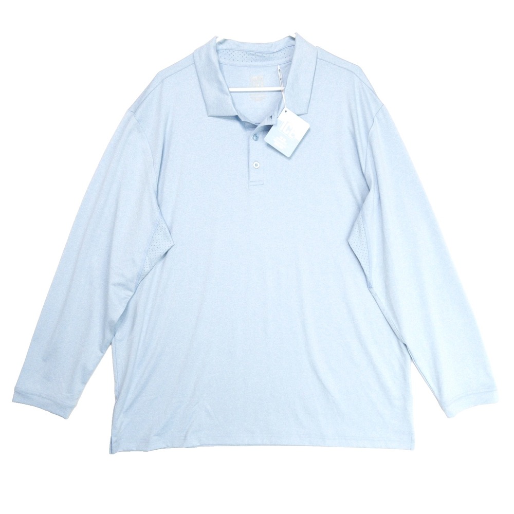 SanSoleil Soltek Ice Vented Baby Blue UV50 Melange Sky Polo Mens XXL NWT $104